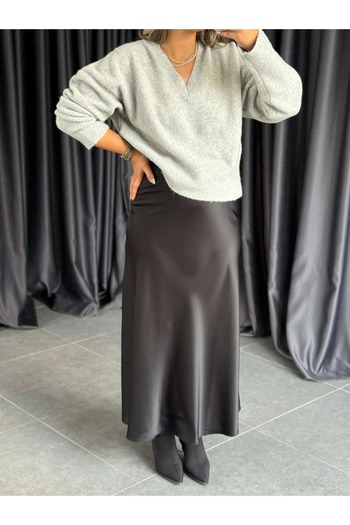 BÜŞRA PERKER Maxsi Boy Satin Skirt