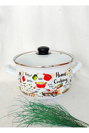 EBRULİEMAYE Salt Pepper Enamel Pot 4 Liters 22 cm Diameter Milk Yogurt Soup Pot