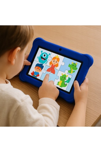 zola Educational tablet for children, 7", Android 10, 2GB RAM, 16GB, Wi-Fi, dual camera, blue case