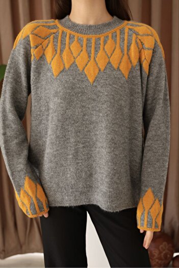 CLB COLLECTION Women's Knitwear Patterned Sweater