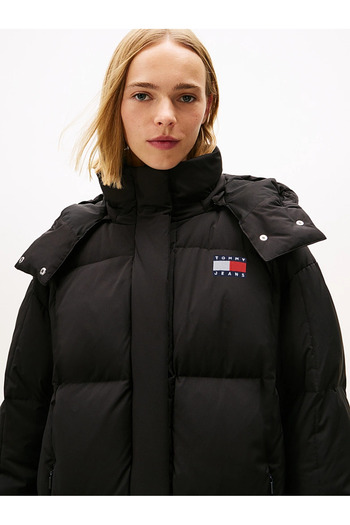 Tommy Hilfiger Kadın Marka Logolu Kapitone Dikişli Kapüşonlu Günlük Kullanıma Uygun Siyah Mont DW0DW