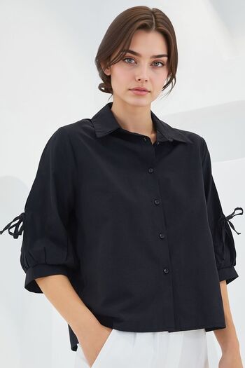 Hiccup Bdart Bow Detailed Short Shirt