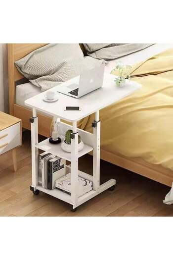 Un Laptop Table for Bed with 4 Wheels (40*80 cm) - Beige