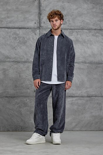 NOMARC Füme 251 Velvet Oversize Shirt and Pantalon Set