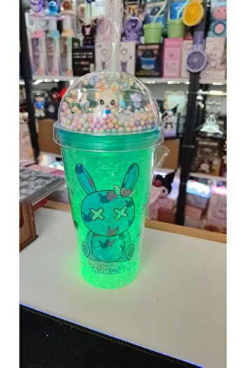 FAMEMUS ACCESSORY Themed Lighted Cup with Rabbit Ears and Straw
