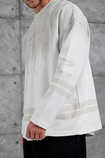 NOMARC Λευκό φούτερ με στάμπα Nmrc 00 Oversize