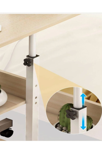 Un Laptop Table for Bed with 4 Wheels (40*80 cm) - Beige