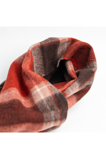Artizan Suits Orange-brown checked wool scarf