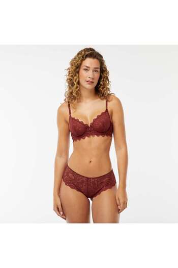 KIABI Openwork lace boy shorts with decorative jewel RED