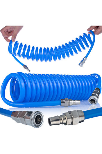 Rosfix Pneumatic Spiral Hose PU 5M 8x12mm | Pressure 6–10 Bar | -20°C/+75°C