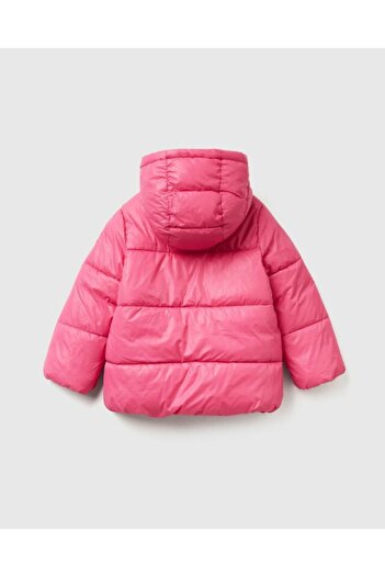 United Colors of Benetton Baby Girl Logo Embroidered Hooded Coat