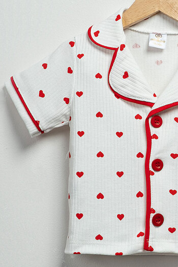 asiltr Heart Printed Summer Baby Girl Pajama Set
