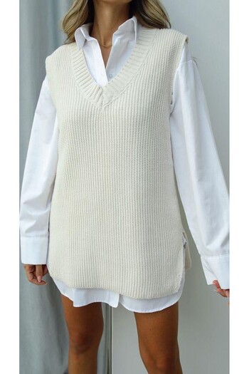 HepsitrentStore V-Neck Thessaloniki Fabric Knitted Sweater