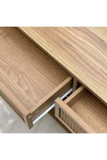 private house Console table with a wood and rattan design, 120-39-76 cm