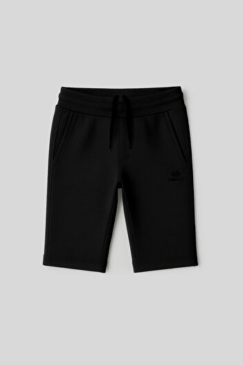 TOMMY LIFE Black Standard Fit Basic Boys' Shorts - 11303