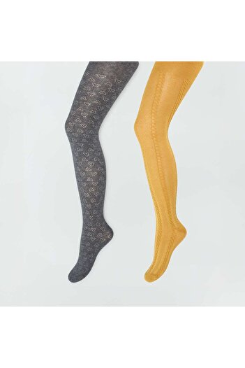 KIABI Warm knit tights - Pack of 2 GREY