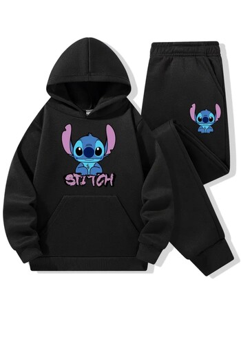 npLStore Children's Stitch Printed Oversize Hooded Sweatshirt Tracksuit Set