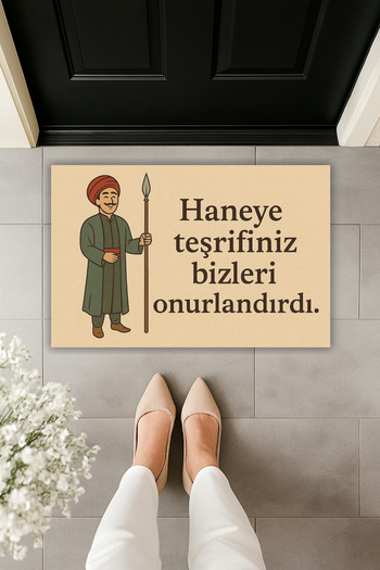 Dormot Haneye Your Patronage Honored Us Written Ottoman-Themed Doormat 70X45Cm