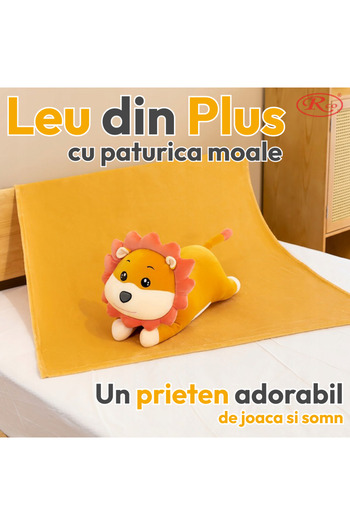 RCO Plush Lion 50 cm with Soft Blanket 155x105 cm – Cuddly Toy, WJ6215A