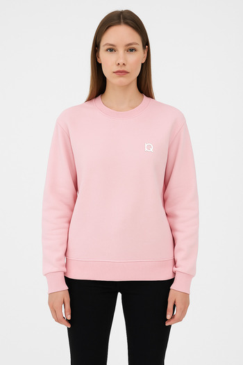 Ramior Women's Oversize Pink Sweatshirt – Basic Round Neck