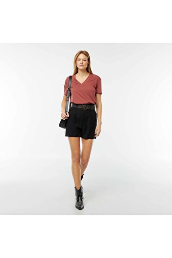 KIABI T-shirt with short sleeves and V-neckline RED