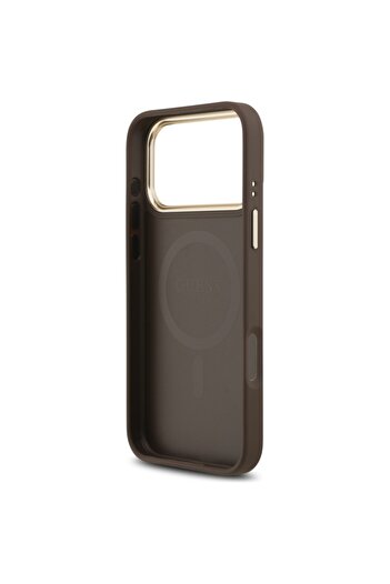 Guess Case for iPhone 17 Pro, Hardcase 4G Classic MagSafe, Brown