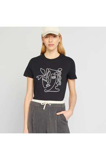 KIABI Printed T-shirt BLACK