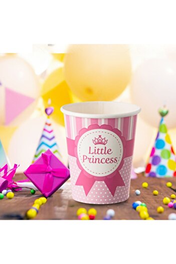 SHOPIENS Set 6 carton glasses for the girl's birthday party Shopiens®, with polka dot design and Little Prin