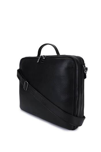 Bruno Rossi Bag Men's Genuine Leather Black Briefcase