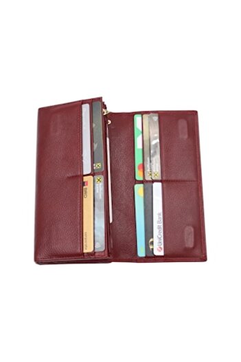 HASSION Women's Wallet A05, Wine Red
