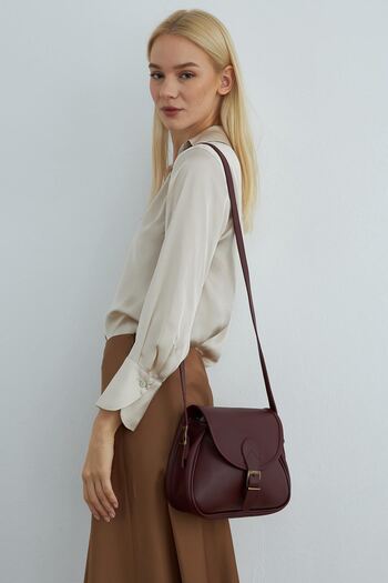cosybag. Burgundy Women's Large Size Flap Crossbody Shoulder Bag