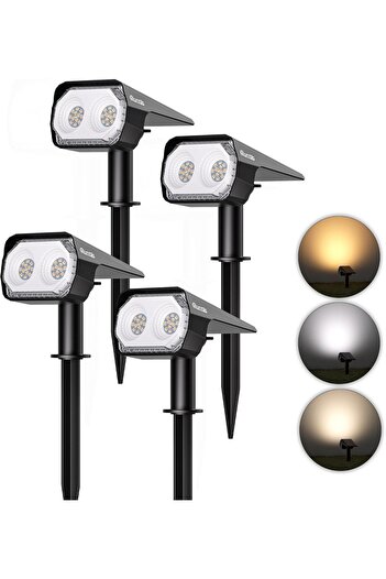 Quntis Solar Spot Lights Outdoor Garden, 3 Colour Warm White & Cool White 26 LEDs Solar Powered Gard