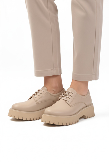Aspor Beige Thick Sole Women's Casual Shoes