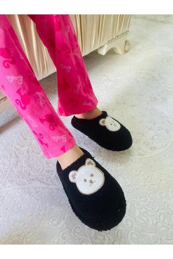 Hızlı Al Winter Children's House Slippers with Bear Figure. Plush Winter Children's Slippers.