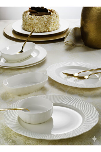 Kütahya Porselen Bone İlay 16 Piece Breakfast Set for 6 People