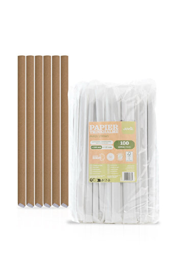 Mank straws for Bubble Tea, made of paper, individually wrapped, 12 mm x 23 cm, 100 pcs