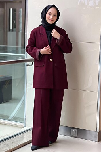 Ceremony Single Button Blazer Steel Jacket Pants Set