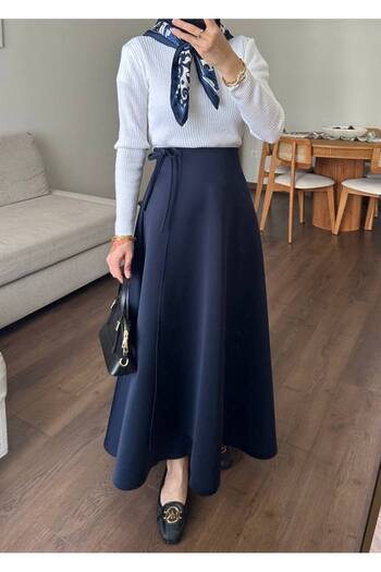 Molly Nelly Women's Side Tie Hijab Long Skuba Skirt