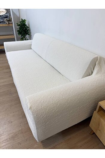 Faiend Plain Jacquard 3-Seater Stone-Grey Sofa Cover |   Elastic Seat Cover | Sofa Bed Cover |   Seat Cover