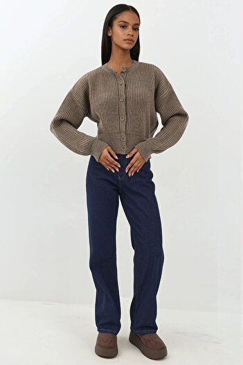 Hiccup Soft Textured Round Neck Long Sleeve Cardigan