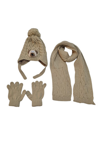 Kitti 1-4 Years Baby Boy & Kids Scarf Beanie Gloves Set of 3