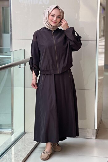 Nurcan Çetin Basic Jacket Skirt Set with Pocket Detail
