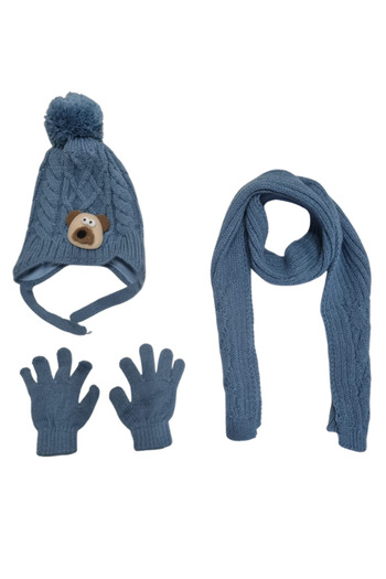 Kitti 1-4 Years Baby Boy & Kids Scarf Beanie Gloves Set of 3