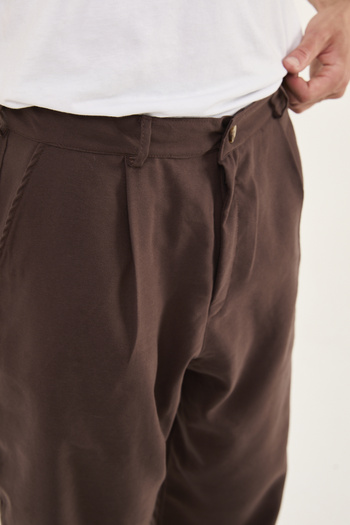 No Way Erkek Pileli Beli Lastikli Fermuarlı Baggy Basic Pantolon