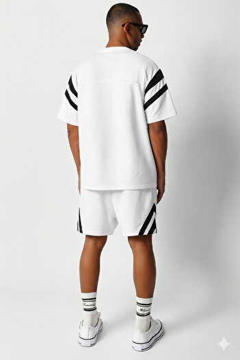 STITCH by MH Givenchy Paris wahite Striped Logo Lounge Set