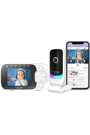 HUBBLE CONNECTED Nursery Pal Essentials 2.8 inch Video Baby Monitor, Club App with Room Temperature Sensor, Private S