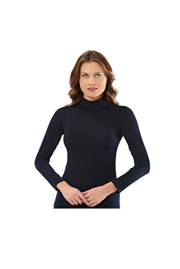 Belinay Women's 47% Modal 47% Cotton 6% Elastane Round Neck Long Sleeve Bodysuit