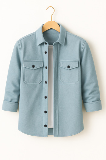 mavisima erkek giyimi Men's Blue Cashmere Lumberjack Style Shirt Jacket – Comfortable Fit New Season Winter Fashion Trend
