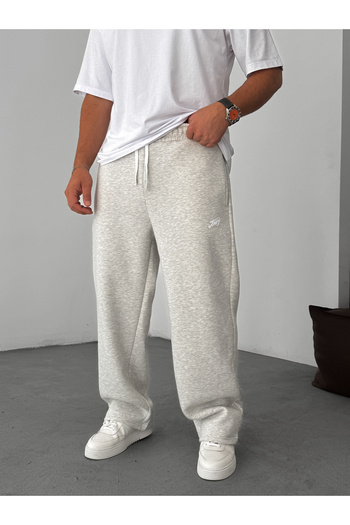 BYBASICMAN Light Gray Basic Printed Pipe Leg Sweatpants Jj-102