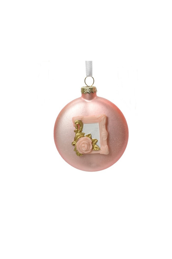BraziPremium Christmas tree globe with photo frame, 9 cm, glass, pink